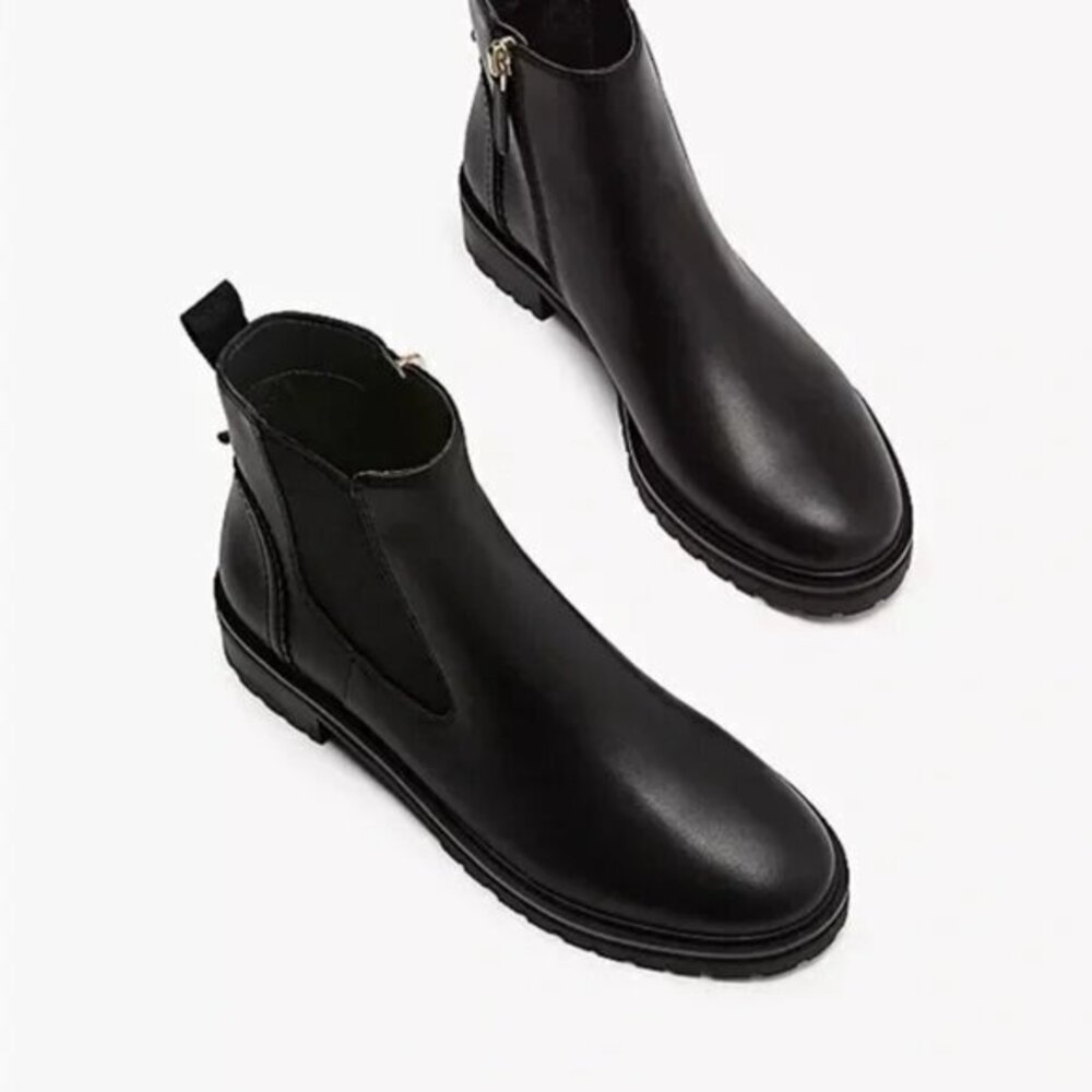 Kate Spade Boots Black Leather Ankle Booties Combat size 9 B Everlee Elevate you